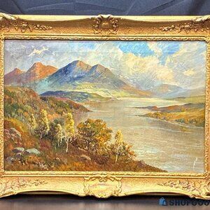 Antique Vintage Oil Painting Loch Katrine British Artist Francis E. Jamieson